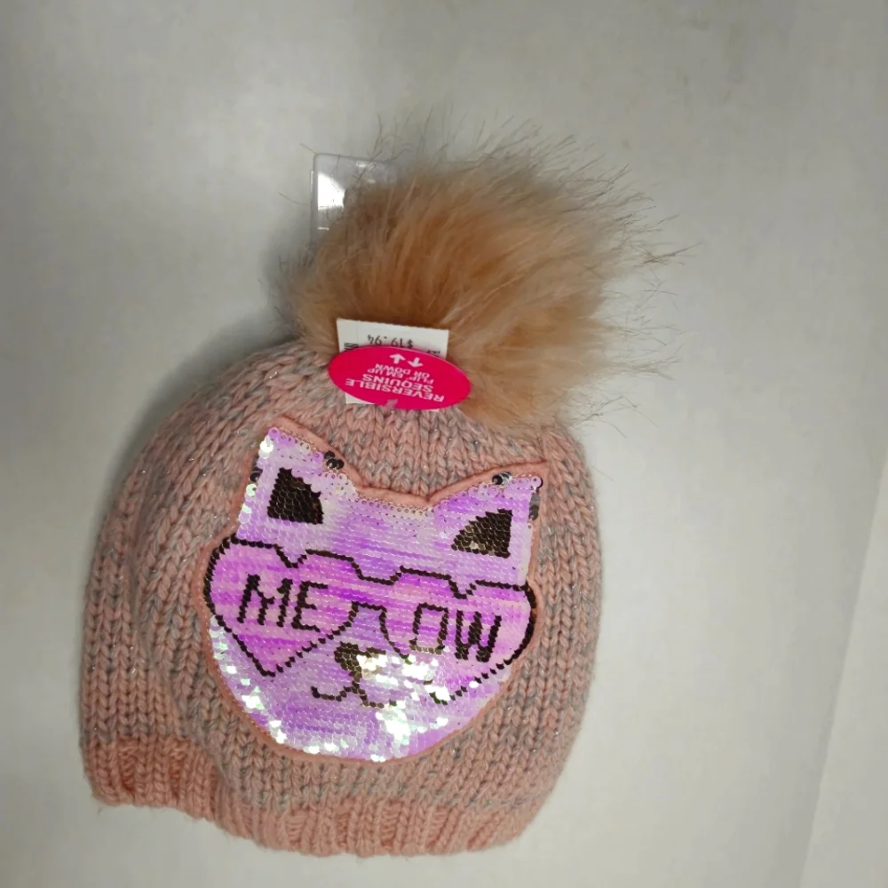 THE CHILDREN'S‎ PLACE GIRLS WINTER CAT HAT REVERSIBLE FLIP SEQUENCE
